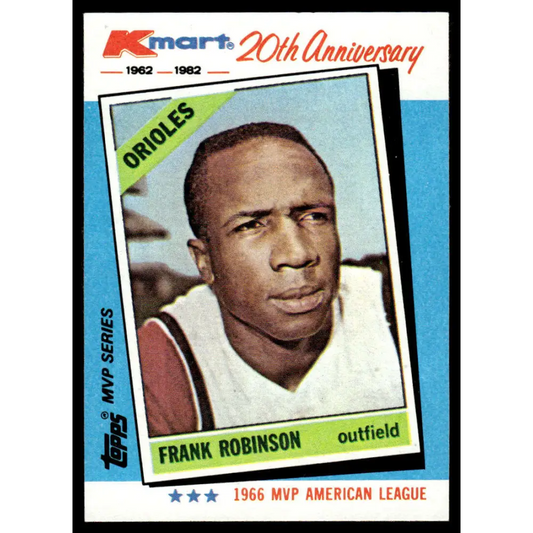 1982 Topps Kmart 20th Anniversary #9 Frank Robinson EX/NM Baltimore Orioles Baseball Card Image 1