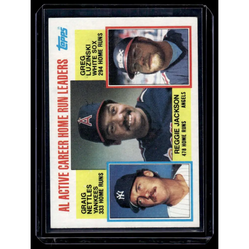 1984 Topps #712 AL Active Career Home Run Leaders (Jackson/Nettles/Luzinski) EX Baseball Card Image 1