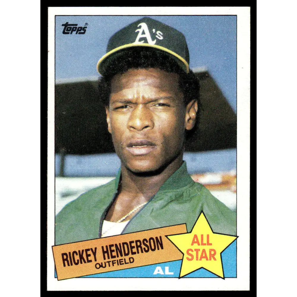 1985 Topps #706 Rickey Henderson NM-MT Oakland Athletics Baseball Card Image 1
