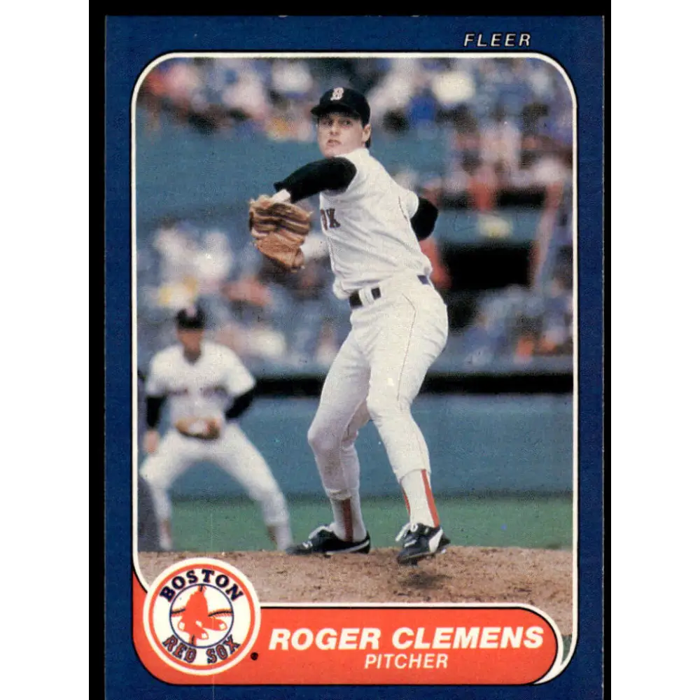 1986 Fleer #345 Roger Clemens EX/NM Boston Red Sox Baseball Card Image 1