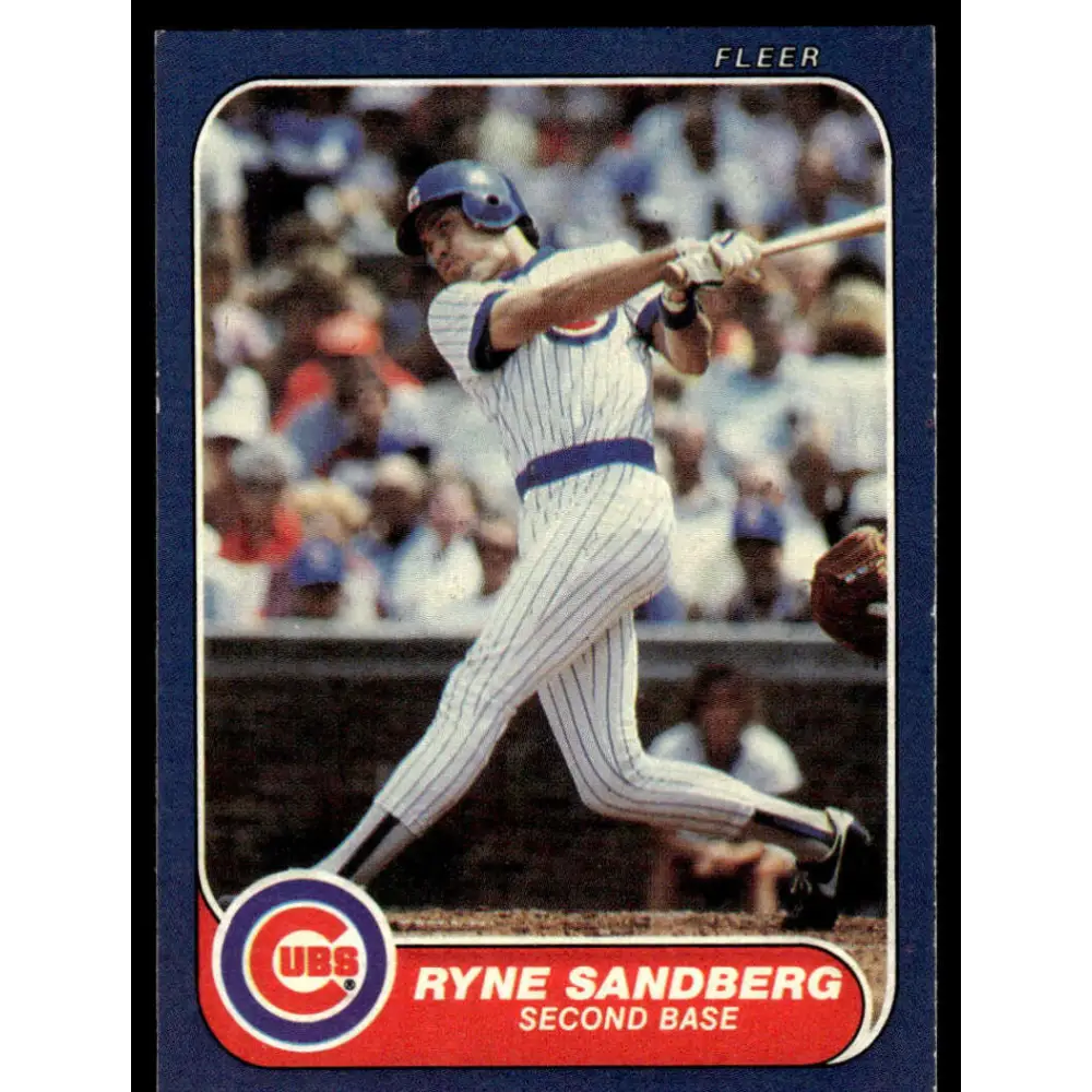 1986 Fleer #378 Ryne Sandberg EX Chicago Cubs Baseball Card Image 1