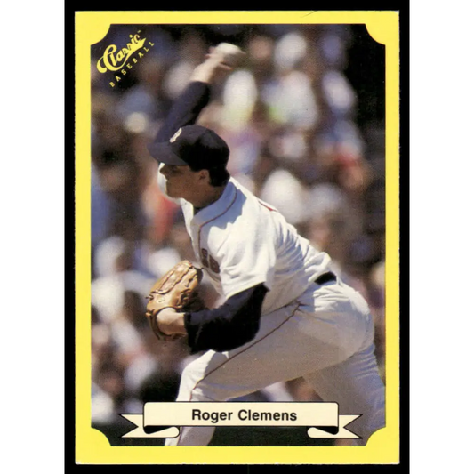 1987 Classic Update Yellow #114 Roger Clemens EX/NM Boston Red Sox Baseball Card Image 1