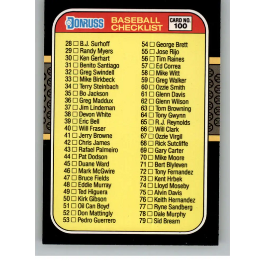 1987 Donruss #100 Checklist 28-133 EX Excellent Baseball Card  Image 1