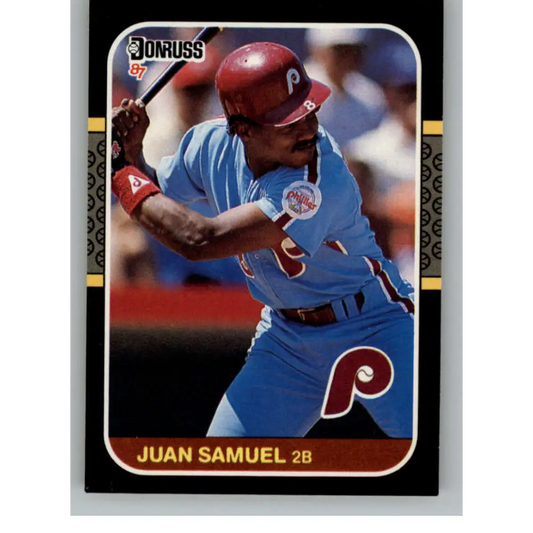 1987 Donruss #165 Juan Samuel EX Excellent Philadelphia Phillies Baseball Card  Image 1
