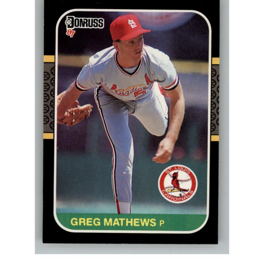 1987 Donruss #208 Greg Mathews EX Excellent RC Rookie St. Louis Cardinals Baseball Card  Image 1