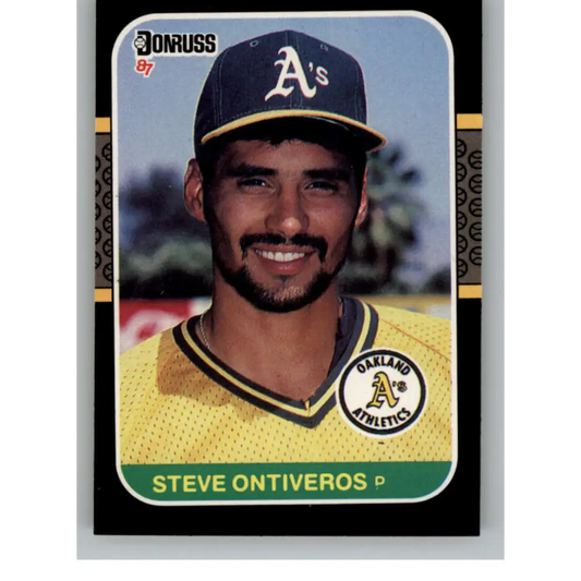 1987 Donruss #221 Steve Ontiveros EX Excellent Oakland Athletics Baseball Card  Image 1