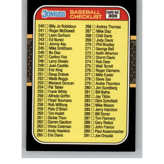1987 Donruss #300 Checklist 240-345 EX Excellent Baseball Card  Image 1