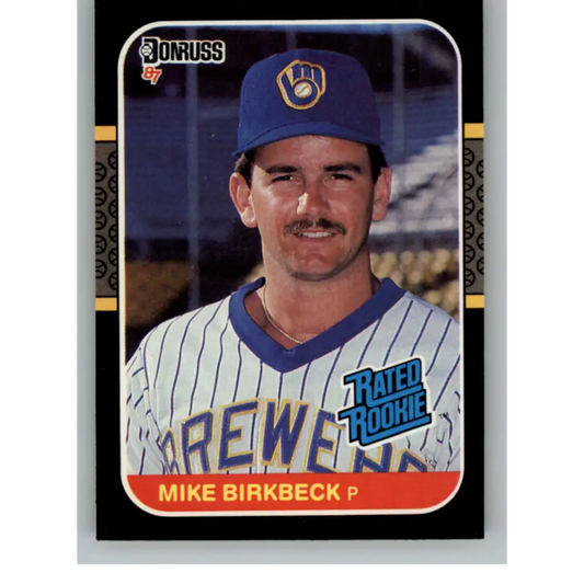 1987 Donruss #33 Mike Birkbeck EX Excellent RC Rookie Milwaukee Brewers Baseball Card  Image 1