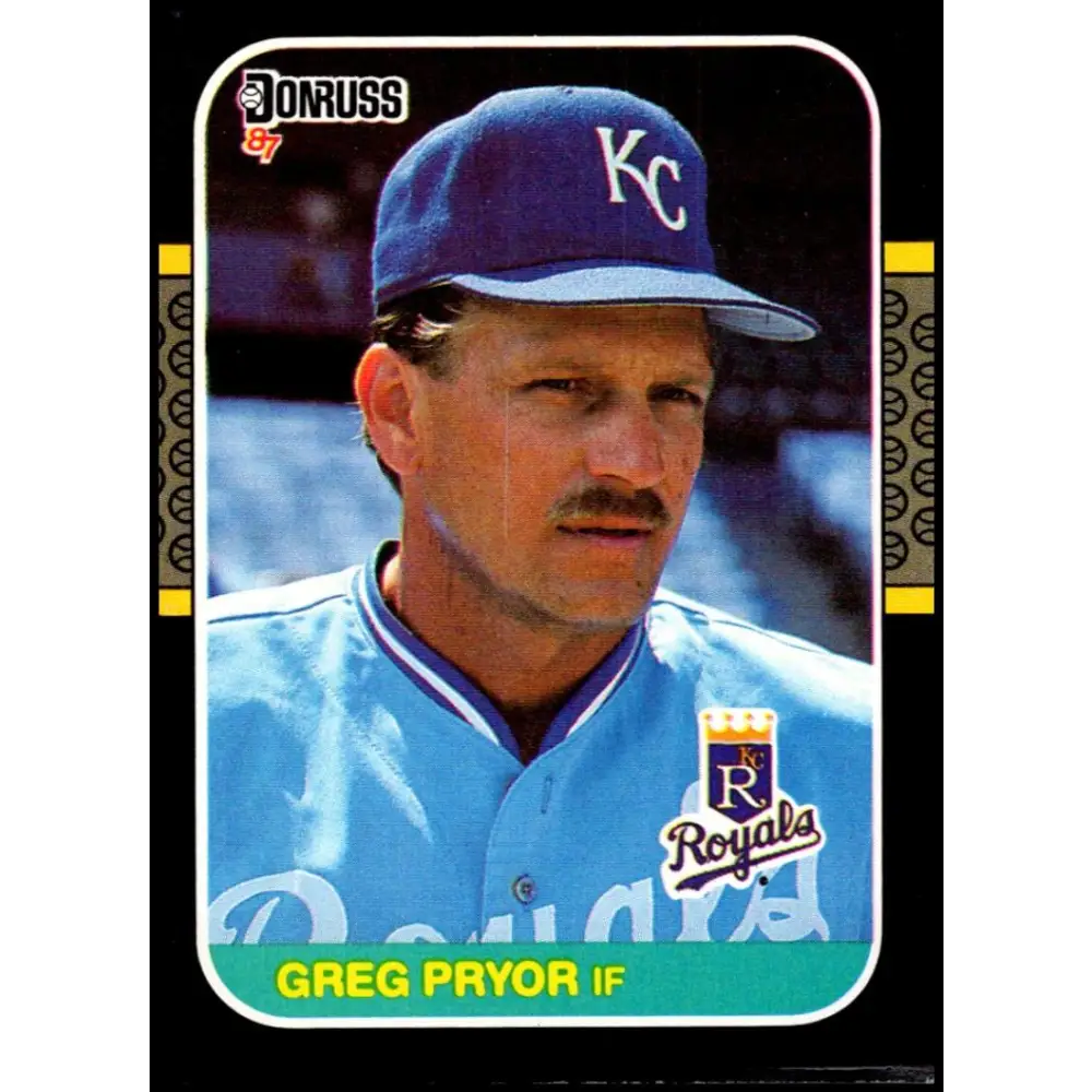 1987 Donruss #378 Greg Pryor EX Kansas City Royals Baseball Card Image 1