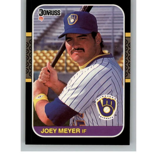 1987 Donruss #460 Joey Meyer EX RC Rookie Milwaukee Brewers Baseball Card Image 1