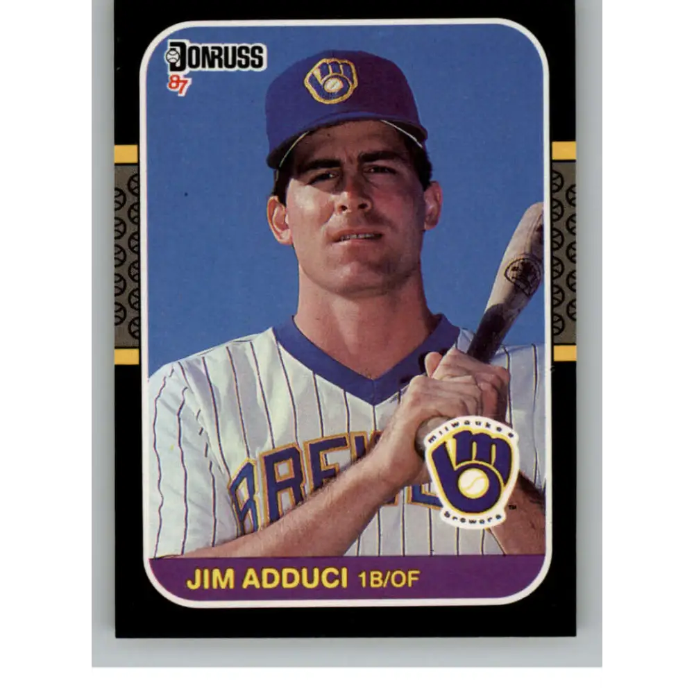 1987 Donruss #495 Jim Adduci EX Excellent RC Rookie Milwaukee Brewers Baseball Card  Image 1