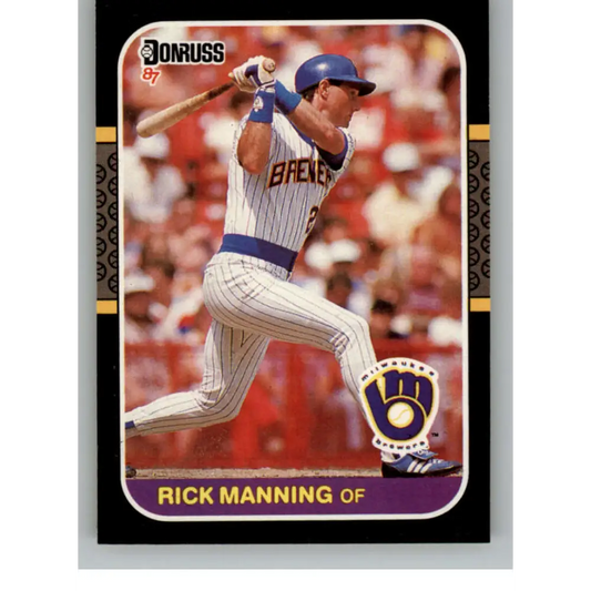 1987 Donruss #521 Rick Manning EX Excellent Milwaukee Brewers Baseball Card  Image 1