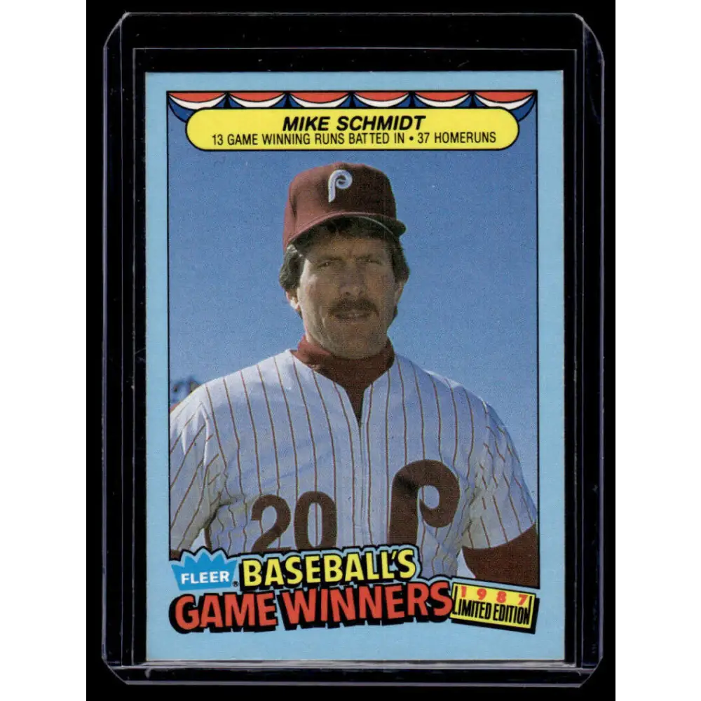 1987 Fleer Game Winners #40 Mike Schmidt Philadelphia Phillies NM-MT Baseball Card Image 1