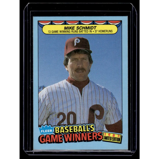 1987 Fleer Game Winners #40 Mike Schmidt Philadelphia Phillies NM-MT Baseball Card Image 1