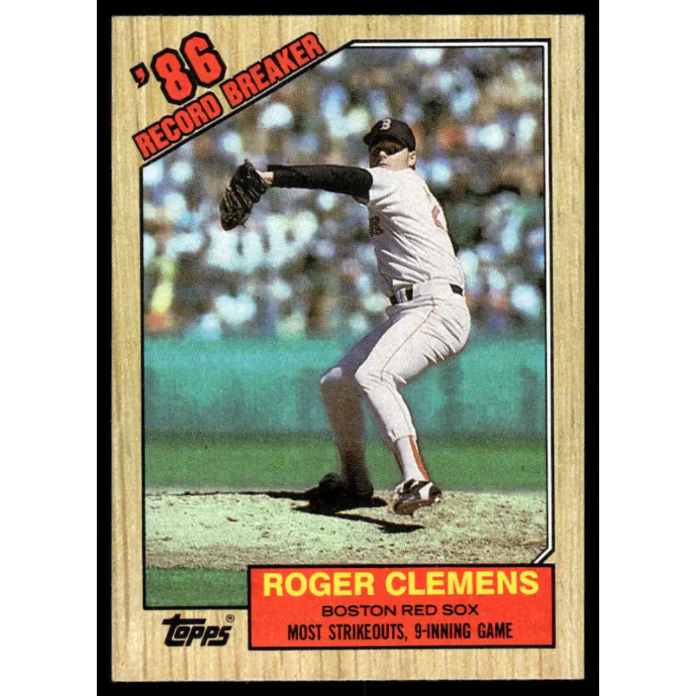 1987 Topps #1 Roger Clemens EX/NM Boston Red Sox Baseball Card Image 1