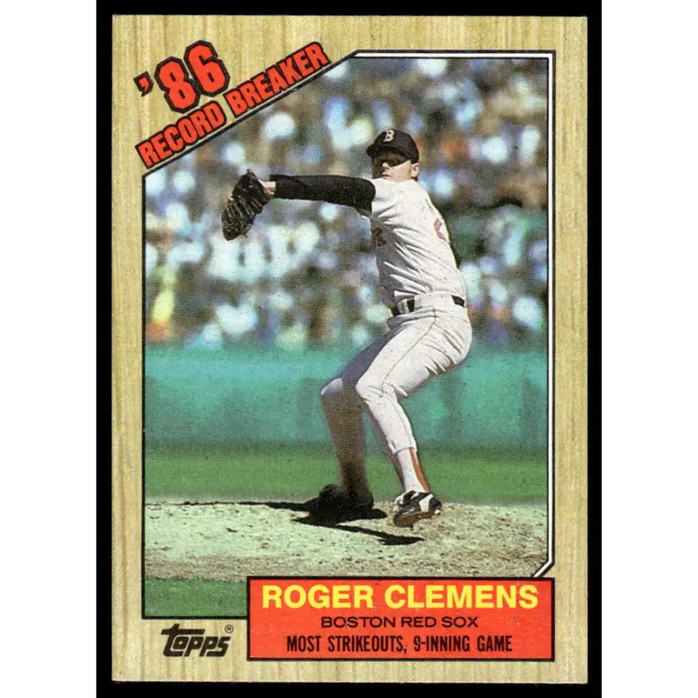 1987 Topps #1 Roger Clemens EX/NM Boston Red Sox Baseball Card Image 1