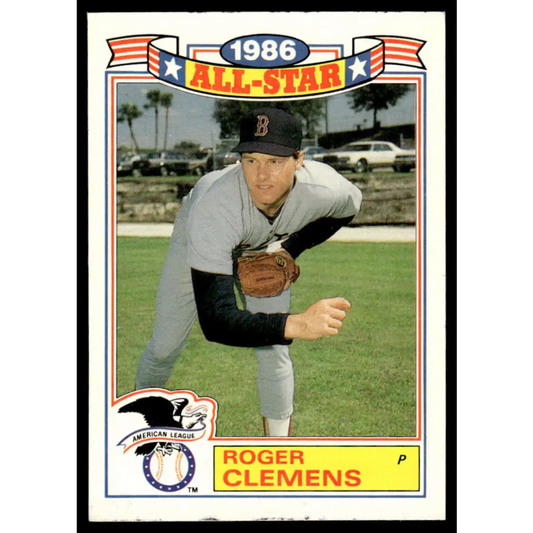 1987 Topps #21 Roger Clemens EX/NM Boston Red Sox Baseball Card Image 1