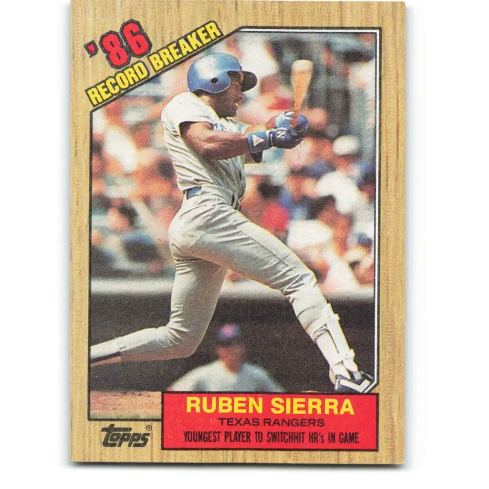 1987 Topps #6 Ruben Sierra EX Excellent Texas Rangers Baseball Card  Image 1