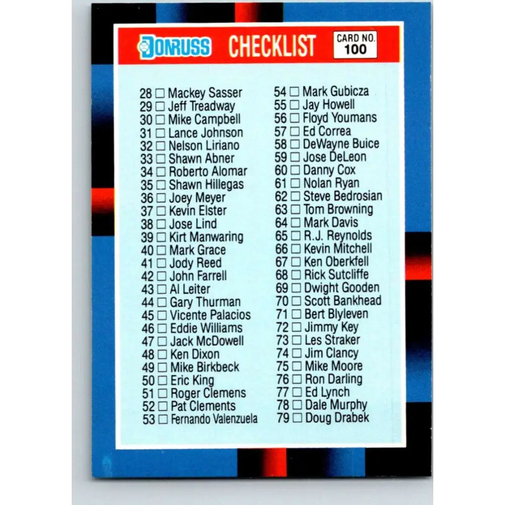 1988 Donruss #100a Checklist 28-137 EX Baseball Card Image 1