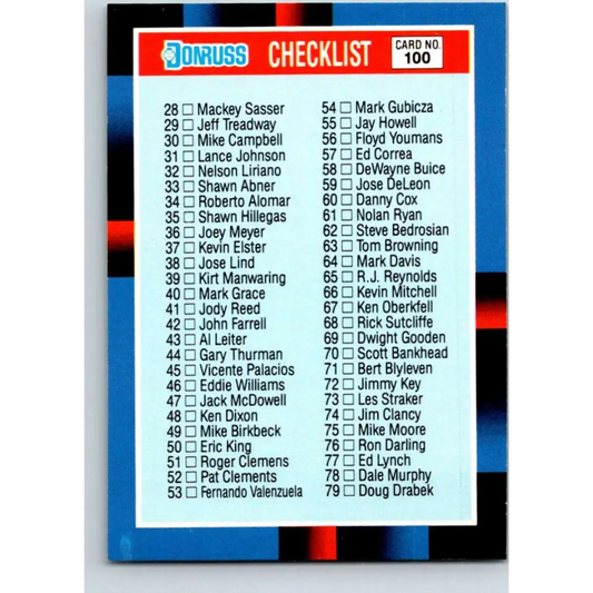 1988 Donruss #100a Checklist 28-137 EX Baseball Card Image 1