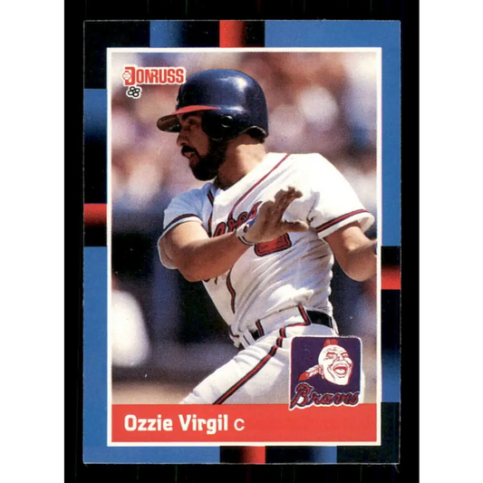 1988 Donruss #143 Ozzie Virgil EX Atlanta Braves Baseball Card Image 1