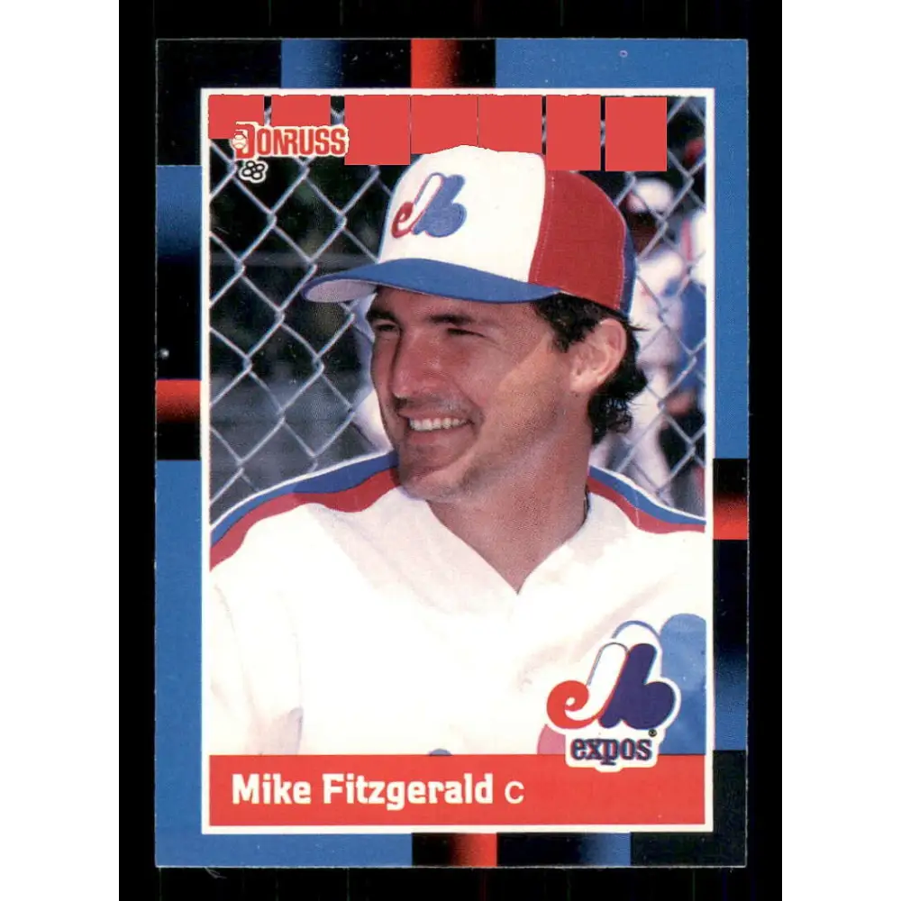 1988 Donruss #159 Mike Fitzgerald EX Montreal Expos Baseball Card Image 1