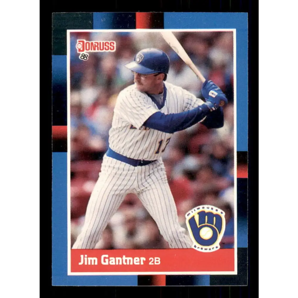 1988 Donruss #214 Jim Gantner EX Milwaukee Brewers Baseball Card Image 1
