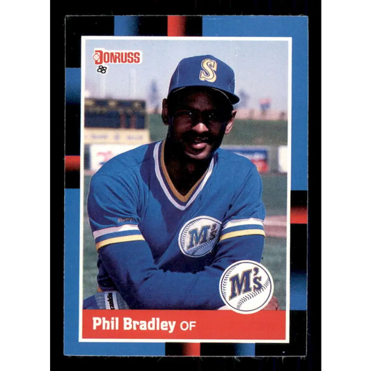 1988 Donruss #243 Phil Bradley EX Seattle Mariners Baseball Card Image 1