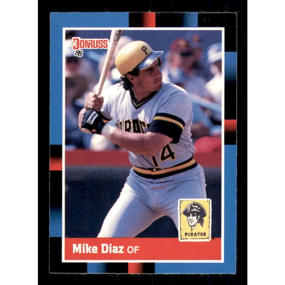 1988 Donruss #267 Mike Diaz EX Pittsburgh Pirates Baseball Card Image 1