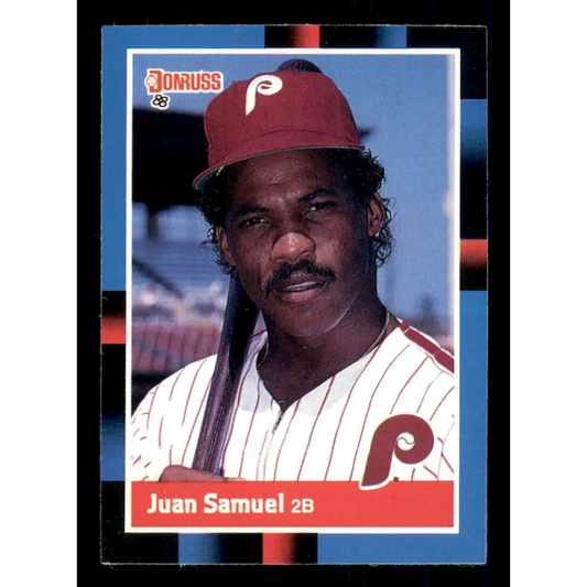 1988 Donruss #288 Juan Samuel EX Philadelphia Phillies Baseball Card Image 1
