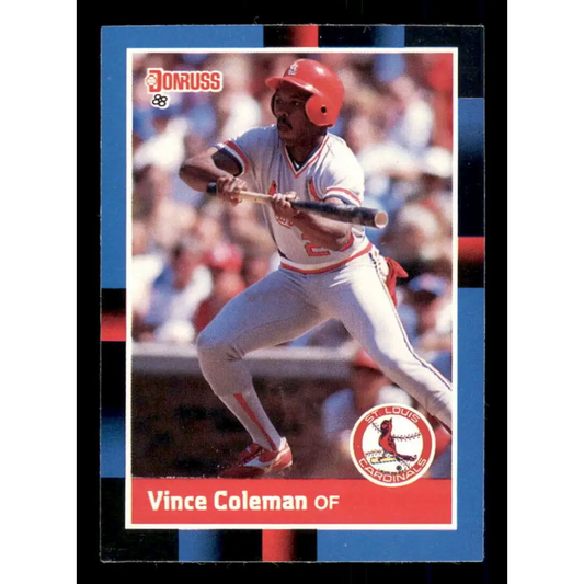 1988 Donruss #293 Vince Coleman EX St. Louis Cardinals Baseball Card Image 1