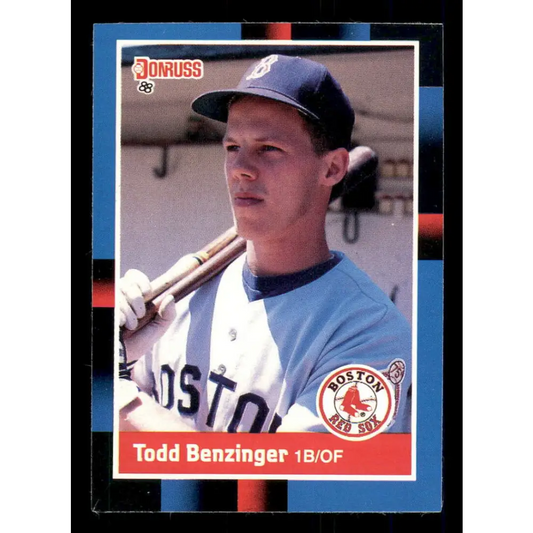 1988 Donruss #297 Todd Benzinger EX RC Rookie Boston Red Sox Baseball Card Image 1