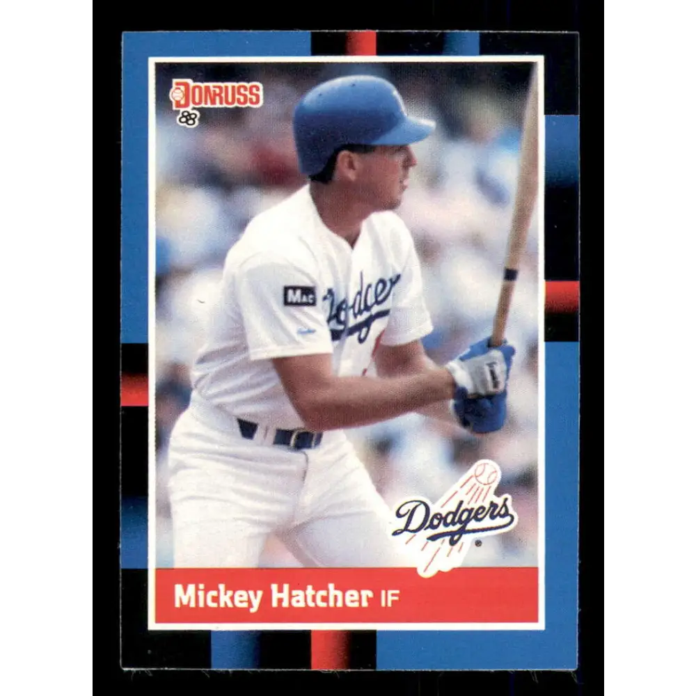 1988 Donruss #299 Mickey Hatcher EX Los Angeles Dodgers Baseball Card Image 1