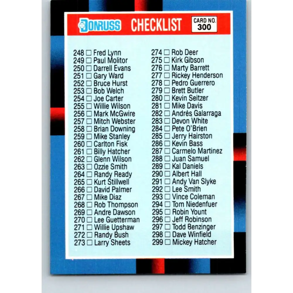 1988 Donruss #300a Checklist 248-357 EX Baseball Card Image 1