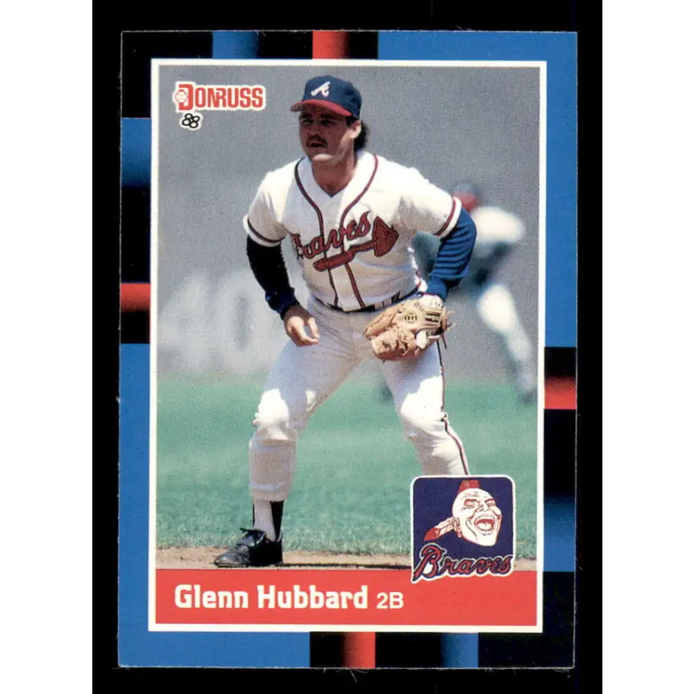 1988 Donruss #314 Glenn Hubbard EX Atlanta Braves Baseball Card Image 1