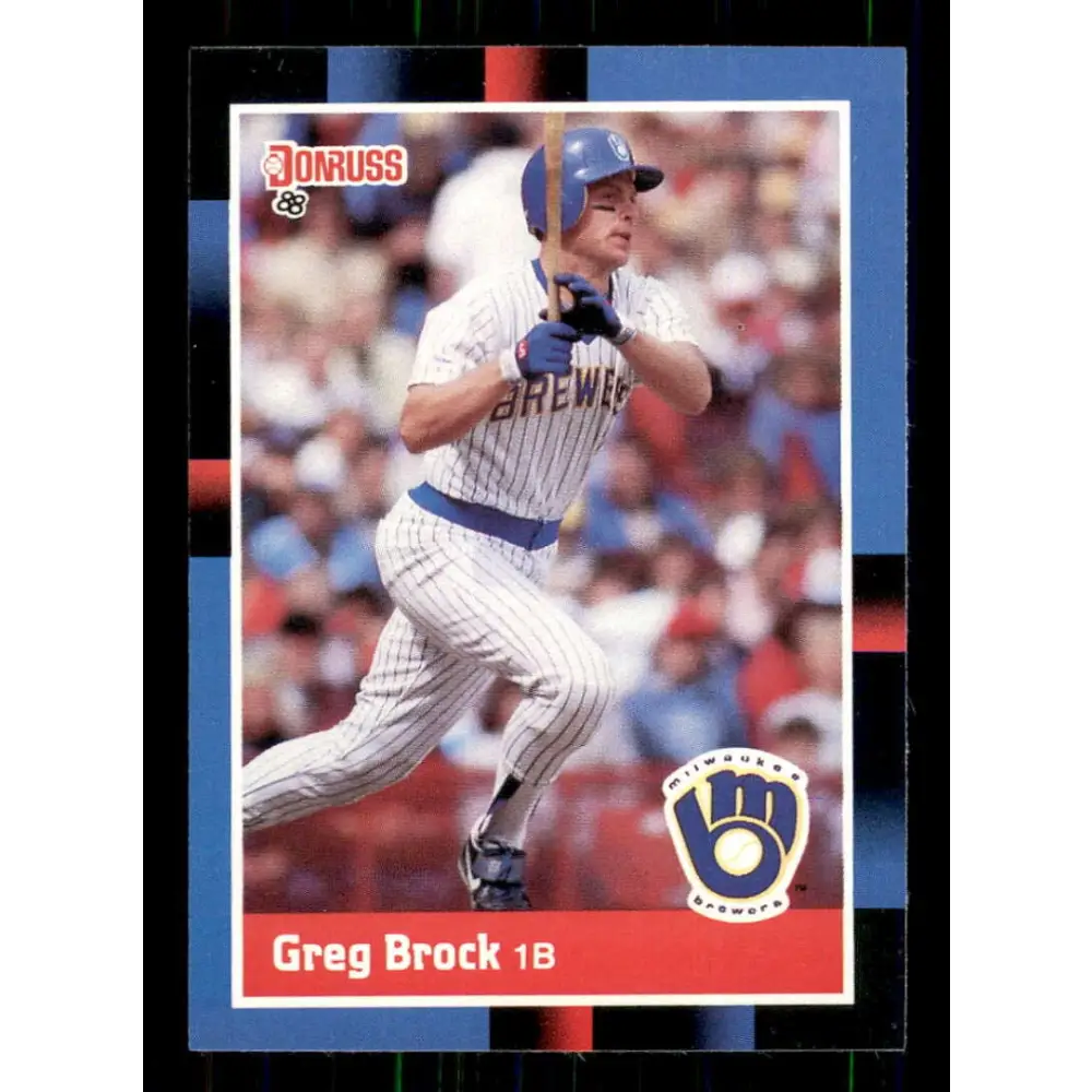 1988 Donruss #337 Greg Brock EX Milwaukee Brewers Baseball Card Image 1