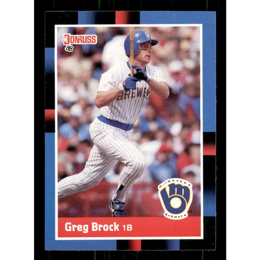 1988 Donruss #337 Greg Brock EX Milwaukee Brewers Baseball Card Image 1