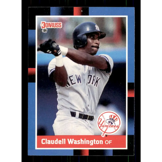 1988 Donruss #340 Claudell Washington EX New York Yankees Baseball Card Image 1