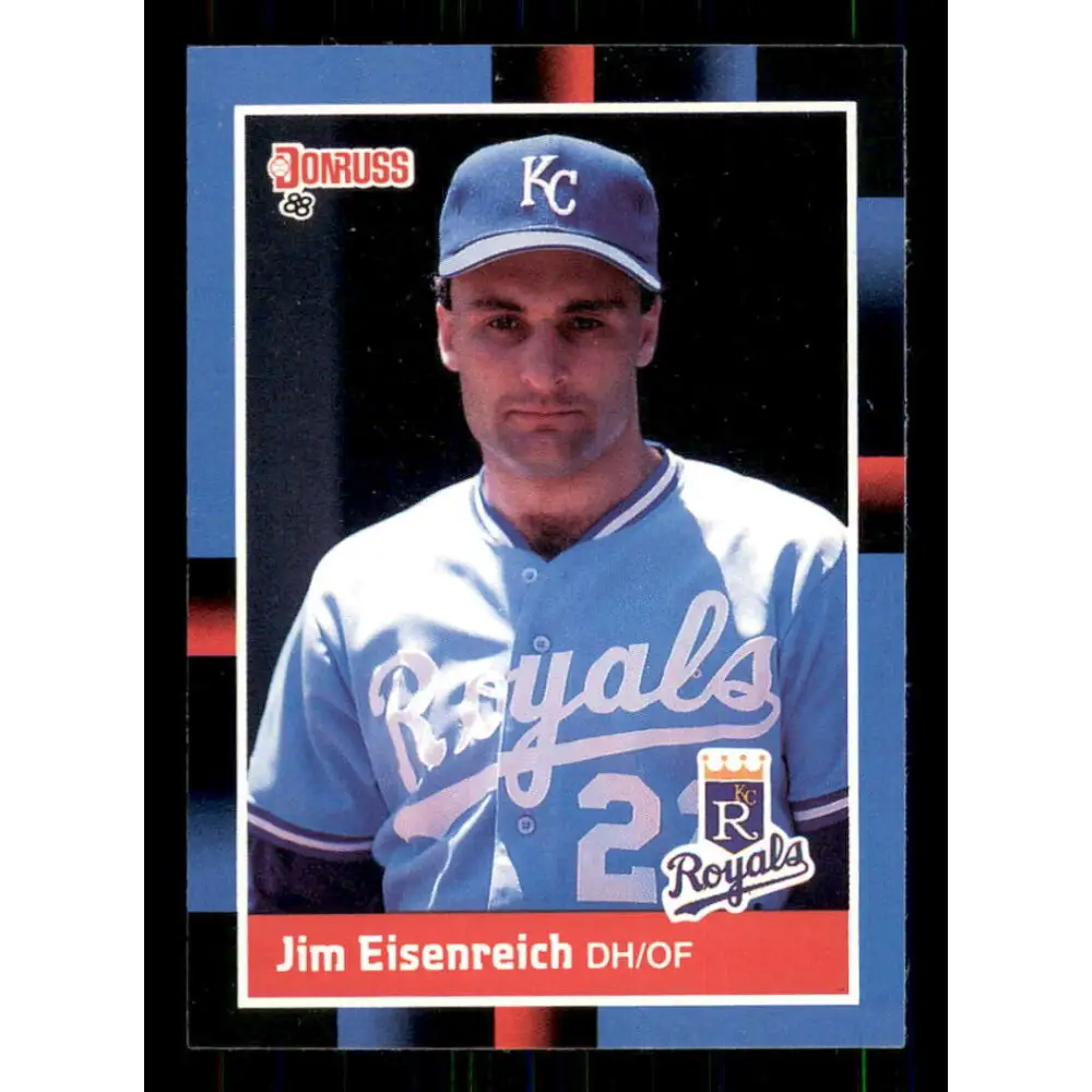 1988 Donruss #343 Jim Eisenreich EX Kansas City Royals Baseball Card Image 1