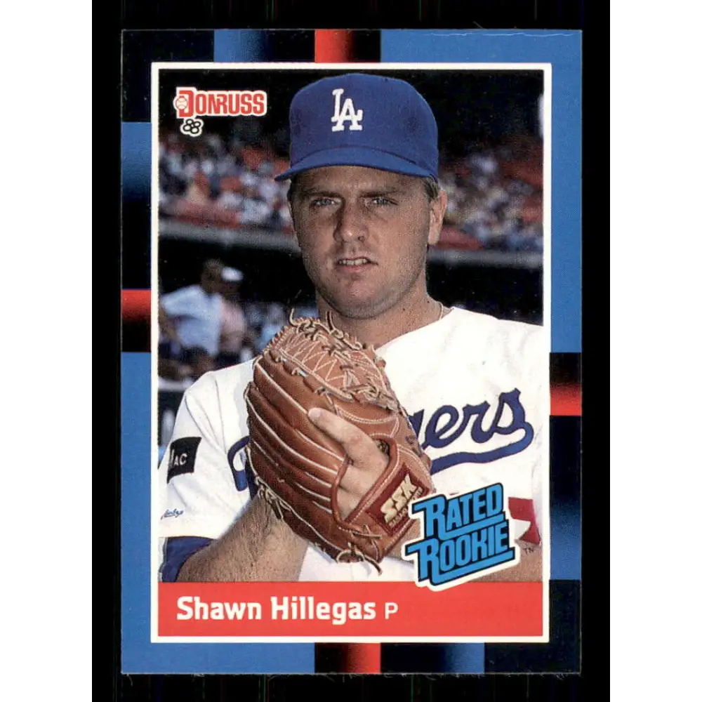 1988 Donruss #35 Shawn Hillegas/ EX RC Rookie Los Angeles Dodgers Baseball Card Image 1