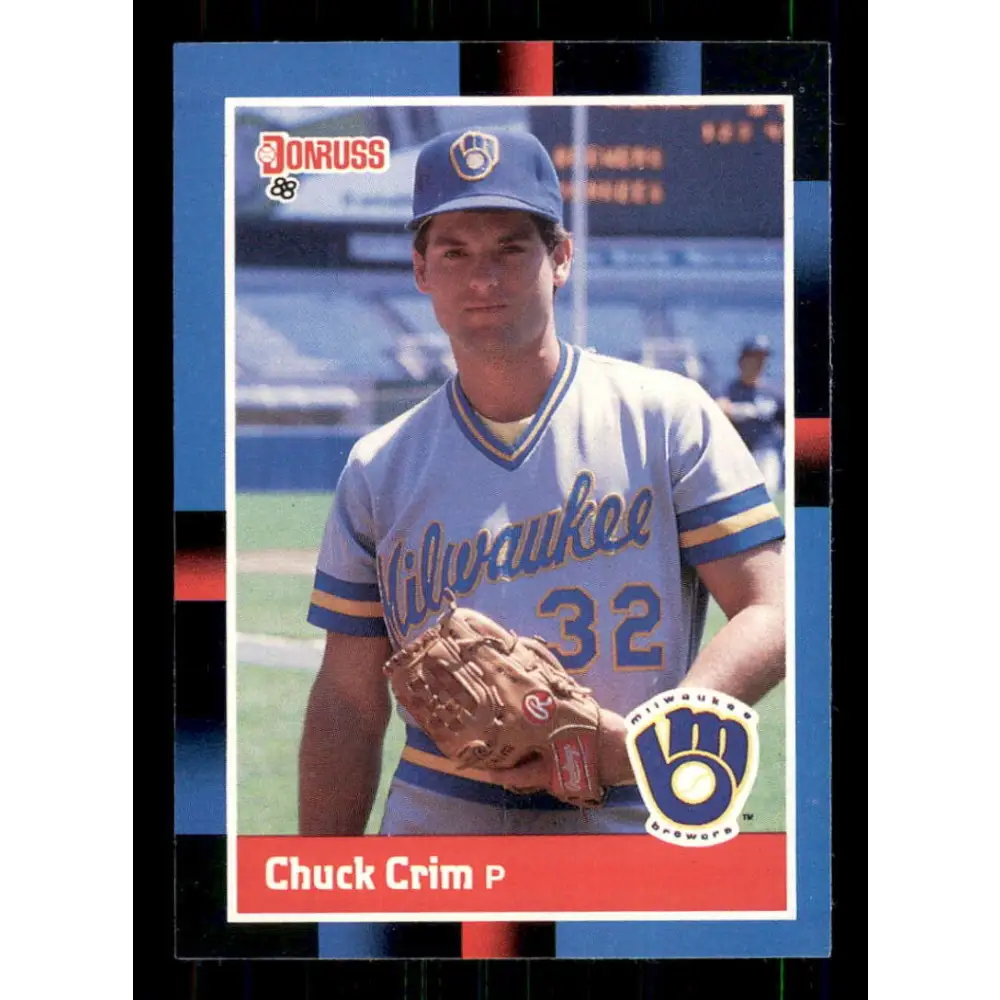 1988 Donruss #355 Chuck Crim EX Milwaukee Brewers Baseball Card Image 1