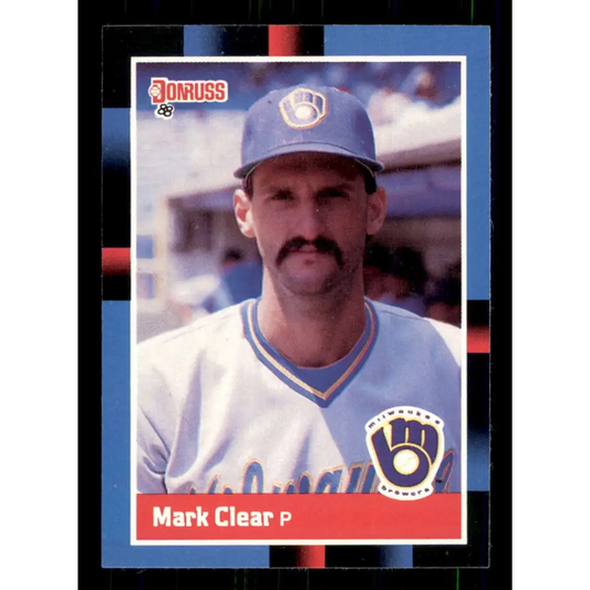 1988 Donruss #372 Mark Clear EX Milwaukee Brewers Baseball Card Image 1