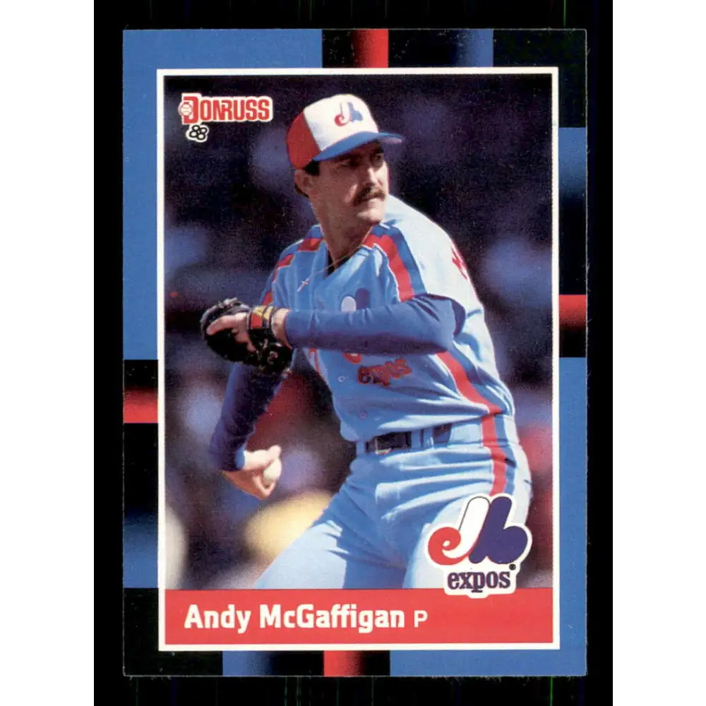 1988 Donruss #380 Andy McGaffigan EX Montreal Expos Baseball Card Image 1