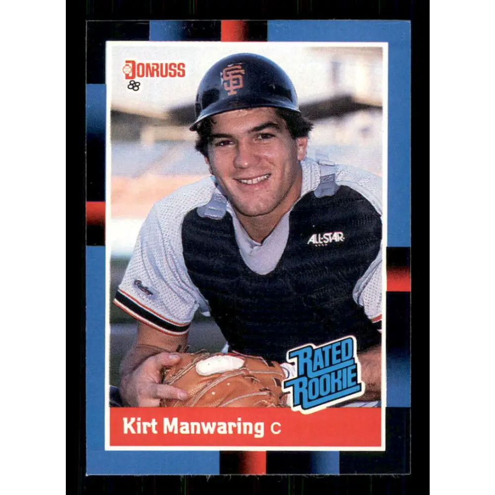 1988 Donruss #39 Kirt Manwaring EX RC Rookie San Francisco Giants Baseball Card Image 1