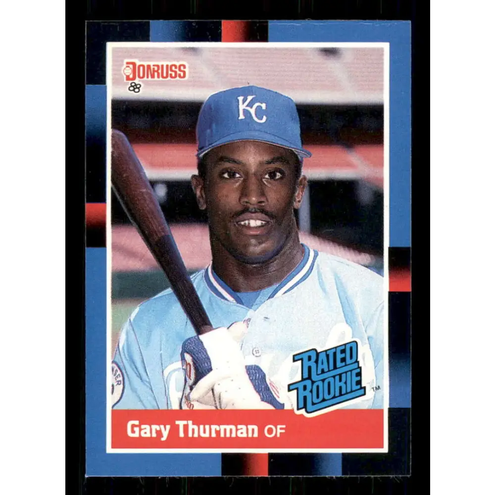 1988 Donruss #44 Gary Thurman EX Kansas City Royals Baseball Card Image 1