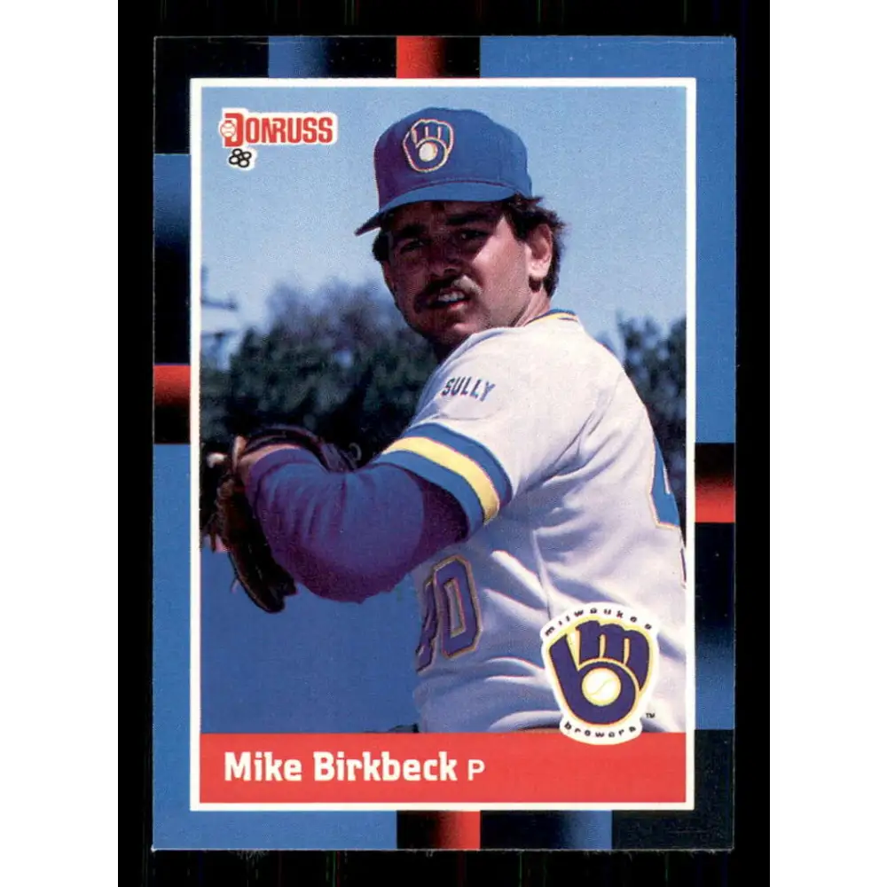 1988 Donruss #49 Mike Birkbeck EX Milwaukee Brewers Baseball Card Image 1