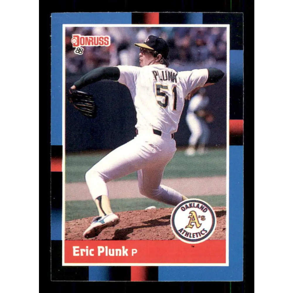 1988 Donruss #503 Eric Plunk EX Oakland Athletics Baseball Card Image 1