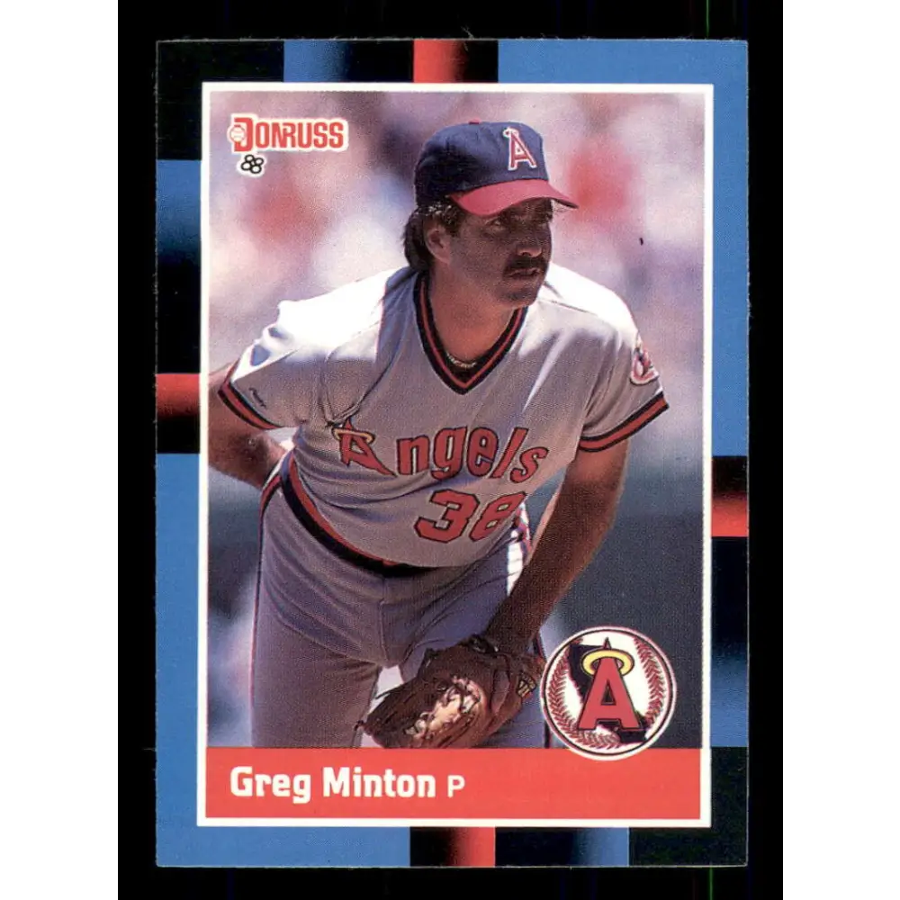 1988 Donruss #505 Greg Minton EX California Angels Baseball Card Image 1