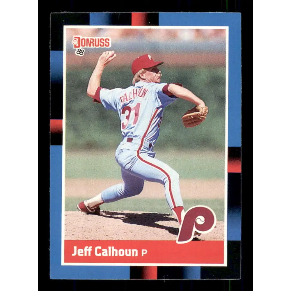1988 Donruss #509 Jeff Calhoun EX Philadelphia Phillies Baseball Card Image 1