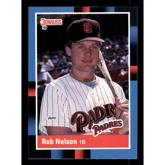 1988 Donruss #574 Rob Nelson UER EX San Diego Padres Baseball Card Image 1